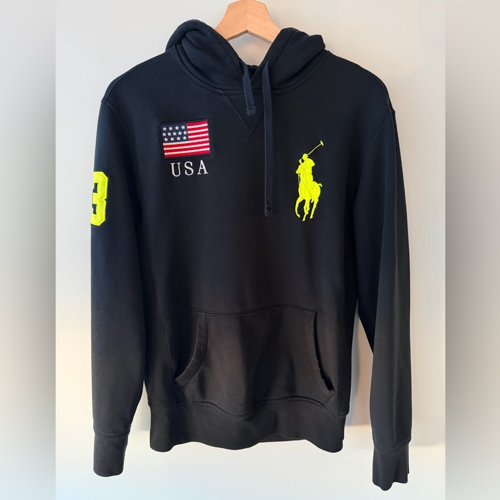 VTG Polo Ralph Lauren Pullover Hoodie Men’s Small Black